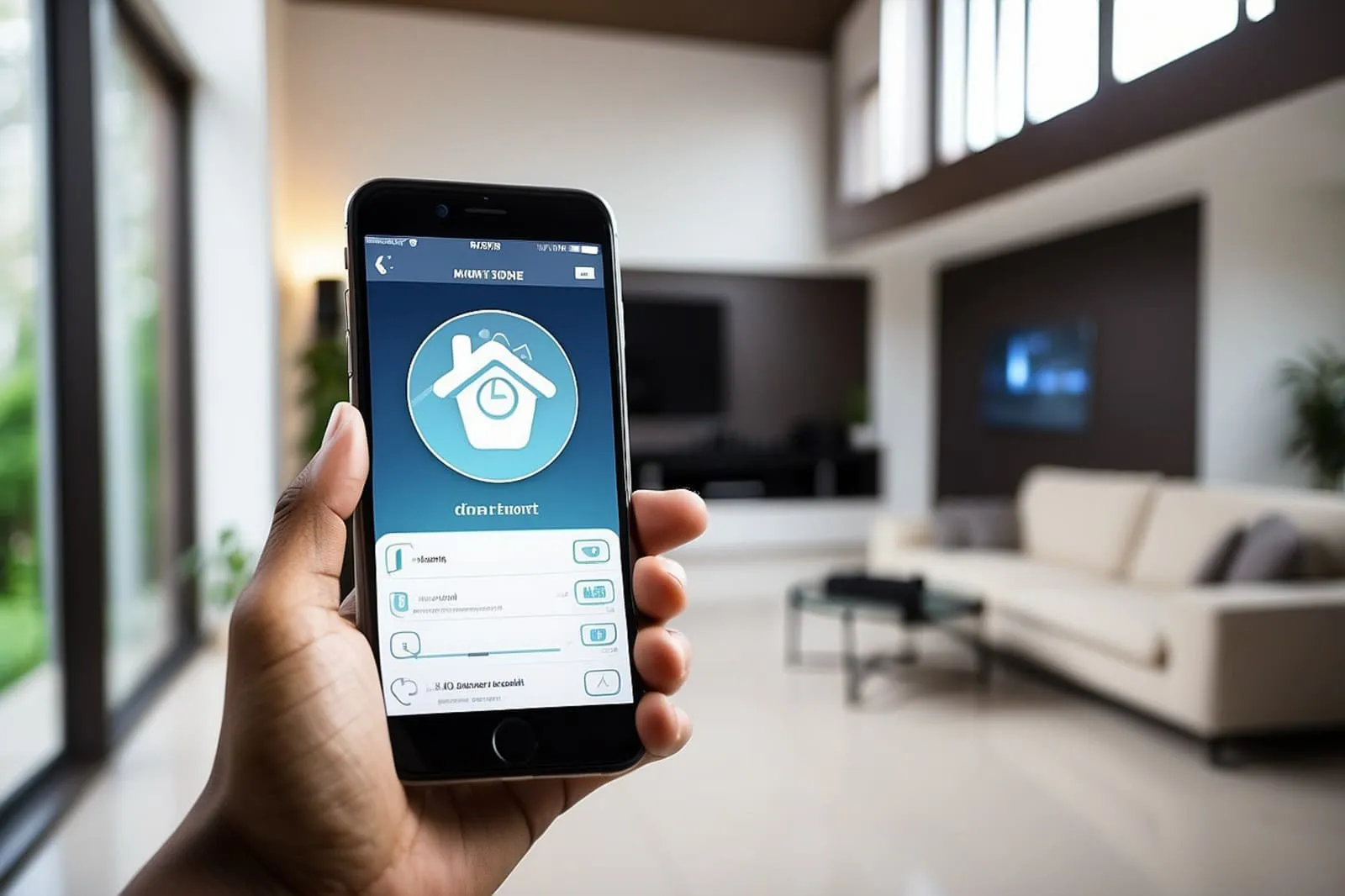 A modern living room showcasing smart home devices, highlighting the convenience and innovation of today's technology.